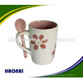 haonai new item ceramic mug with spoon